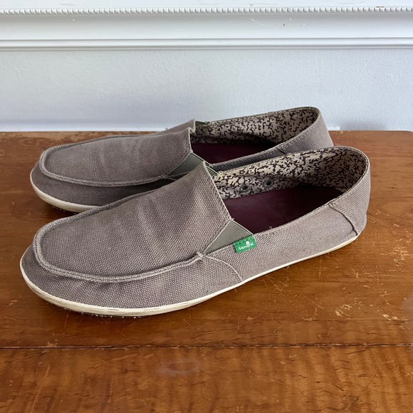 Sanuk Vagabond Slip On Shoes Mens 13 Canvas Moc Toe Loafers Gray Sidewalk Surfer main image 10
